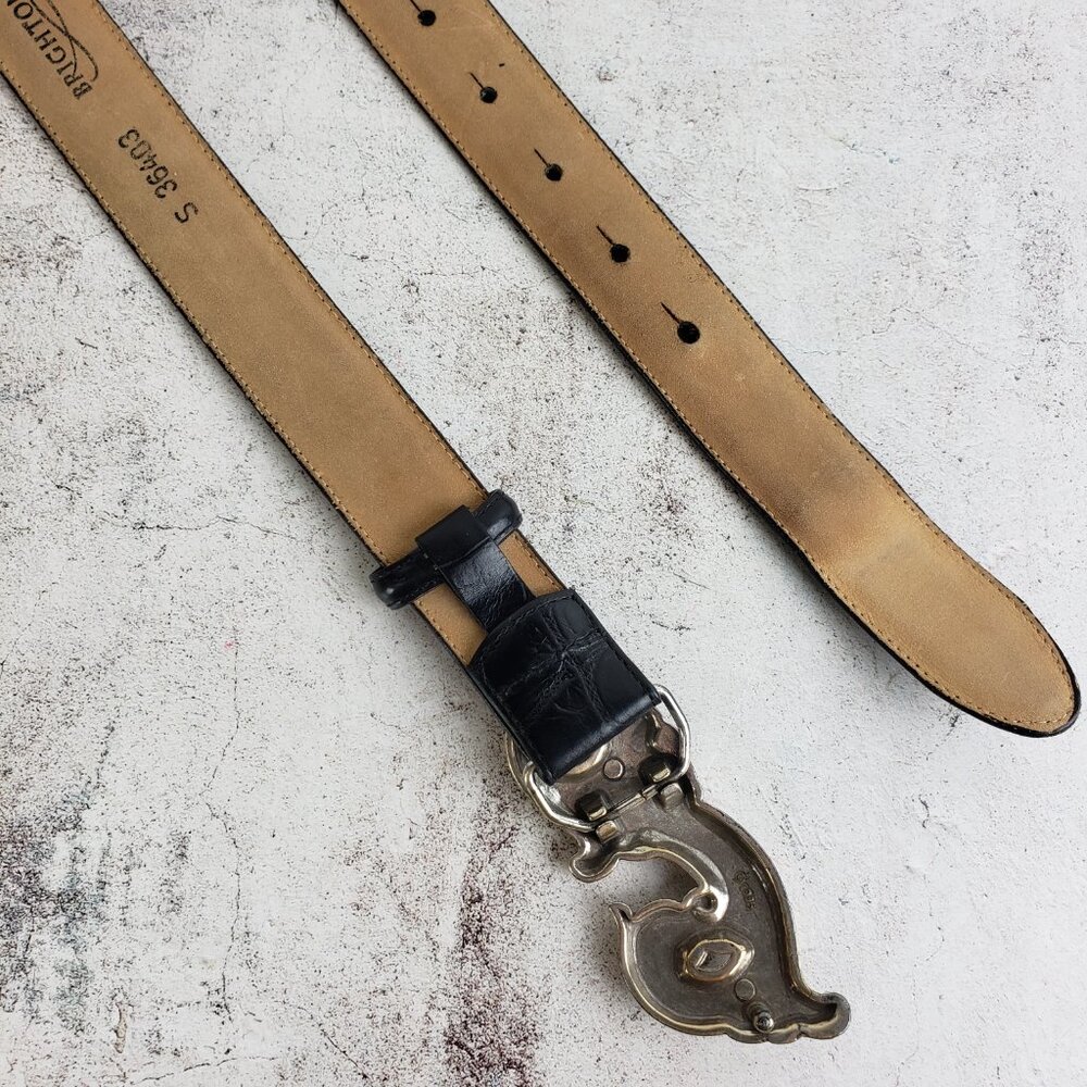 Brighton Vintage 1995 Leather Belt Black Croc Embossed size S Art Deco Boho - Picture 8 of 10